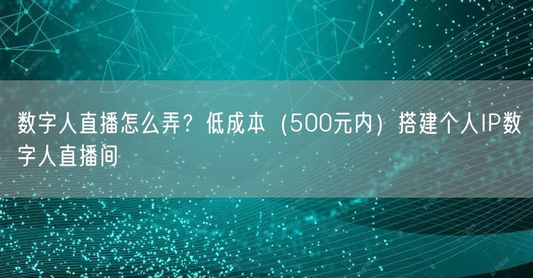 数字人直播怎么弄？低成本（500元内）搭建个人IP数字人直播间