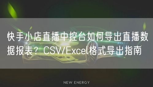 快手小店直播中控台如何导出直播数据报表？CSV/Excel格式导出指南