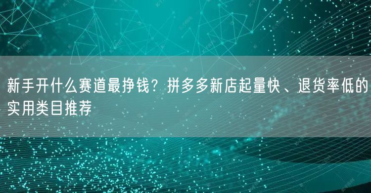 新手开什么赛道最挣钱？拼多多新店起量快、退货率低的实用类目推荐