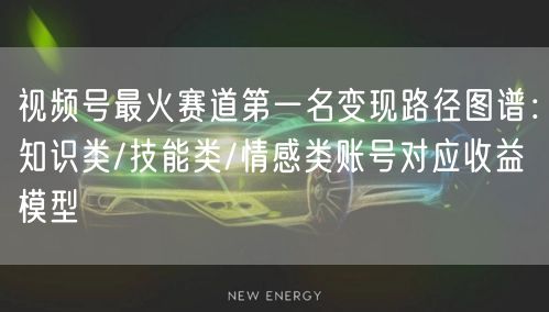 视频号最火赛道第一名变现路径图谱：知识类/技能类/情感类账号对应收益模型