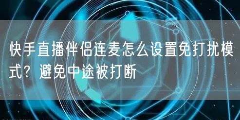 快手直播伴侣连麦怎么设置免打扰模式？避免中途被打断